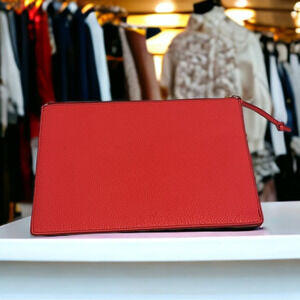 Fossil Emma Pouch Neon Coral Pebbled Leather